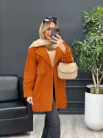 مانتو لینن دو جیب نما پایین پاگن کد 4447 - تصویر 8