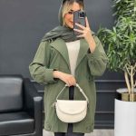 مانتو لینن دو جیب نما پایین پاگن کد 4447