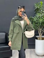 مانتو لینن دو جیب نما پایین پاگن کد 4447 - تصویر 5