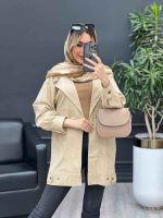 مانتو لینن دو جیب نما پایین پاگن کد 4447 - تصویر 17