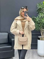 مانتو لینن دو جیب نما پایین پاگن کد 4447 - تصویر 4