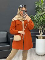مانتو دکمه چوبی جیب نما کد 4482 - تصویر 2