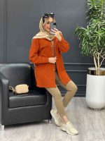 مانتو دکمه چوبی جیب نما کد 4482 - تصویر 19