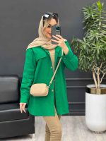 مانتو دکمه چوبی جیب نما کد 4482 - تصویر 7