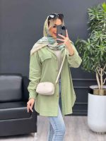 مانتو دکمه چوبی جیب نما کد 4482 - تصویر 6
