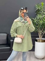 مانتو دکمه چوبی جیب نما کد 4482 - تصویر 15