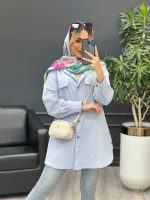 مانتو دکمه چوبی جیب نما کد 4482 - تصویر 5