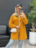 مانتو دکمه چوبی جیب نما کد 4482