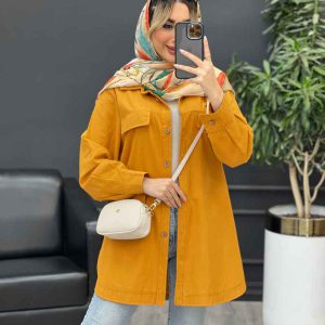 مانتو دکمه چوبی جیب نما کد 4482