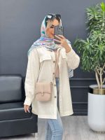 مانتو دکمه چوبی جیب نما کد 4482 - تصویر 3