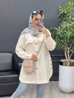 مانتو دکمه چوبی جیب نما کد 4482 - تصویر 11
