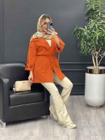 مانتو لینن یقه انگلیسی کمر گت کد 4464 - تصویر 14