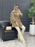 مانتو لینن یقه انگلیسی کمر گت کد 4464 - تصویر 16