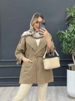 مانتو لینن یقه انگلیسی کمر گت کد 4464 - تصویر 2