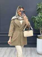 مانتو لینن یقه انگلیسی کمر گت کد 4464 - تصویر 9