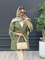 مانتو لینن یقه انگلیسی کمر گت کد 4464 - تصویر 8