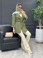 مانتو لینن یقه انگلیسی کمر گت کد 4464 - تصویر 12