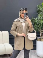 مانتو لینن کتی تک دکمه کد 4449 - تصویر 9