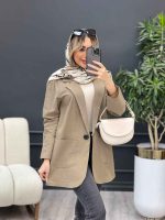 مانتو لینن کتی تک دکمه کد 4449 - تصویر 15