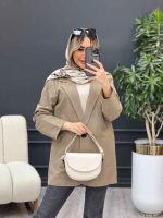 مانتو لینن کتی تک دکمه کد 4449 - تصویر 3