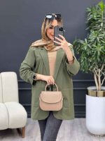 مانتو لینن کتی تک دکمه کد 4449 - تصویر 13