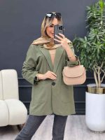 مانتو لینن کتی تک دکمه کد 4449 - تصویر 2