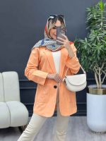 مانتو لینن کتی تک دکمه کد 4449 - تصویر 4