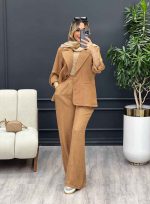 ست مانتو و شلوار یقه انگلیسی جیب نما کد 4455 - تصویر 19