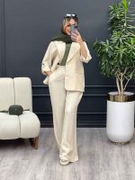 ست مانتو و شلوار یقه انگلیسی جیب نما کد 4455 - تصویر 15