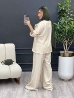 ست مانتو و شلوار یقه انگلیسی جیب نما کد 4455 - تصویر 8