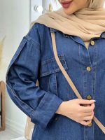 مانتو جین دو جیب آستین پاکتی کد 4470 - تصویر 6