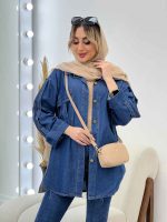 مانتو جین دو جیب آستین پاکتی کد 4470 - تصویر 9