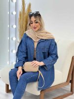 مانتو جین دو جیب آستین پاکتی کد 4470 - تصویر 13