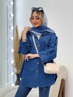 مانتو جین دو جیب آستین پاکتی کد 4470 - تصویر 19