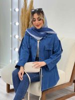 مانتو جین دو جیب آستین پاکتی کد 4470 - تصویر 8