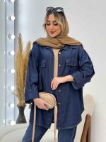 مانتو جین دو جیب آستین پاکتی کد 4470 - تصویر 18