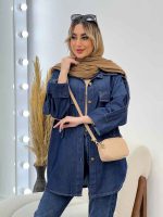 مانتو جین دو جیب آستین پاکتی کد 4470 - تصویر 15