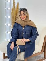 مانتو جین دو جیب آستین پاکتی کد 4470 - تصویر 7