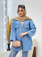 مانتو جین دو جیب آستین پاکتی کد 4470 - تصویر 17