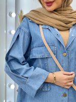 مانتو جین دو جیب آستین پاکتی کد 4470 - تصویر 10