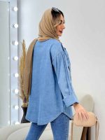 مانتو جین دو جیب آستین پاکتی کد 4470 - تصویر 5