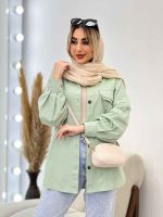 مانتو کتان آستین جیب کد 4417 - تصویر 14