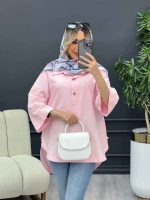 مانتو لینن دو دکمه پایین هلال کد 4486 - تصویر 3