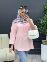 مانتو لینن دو دکمه پایین هلال کد 4486 - تصویر 9