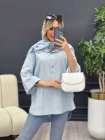 مانتو لینن دو دکمه پایین هلال کد 4486 - تصویر 24