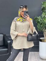 مانتو لینن دو دکمه پایین هلال کد 4486 - تصویر 21