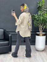 مانتو لینن دو دکمه پایین هلال کد 4486 - تصویر 14