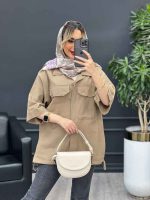 مانتو لینن پایین گت سر جیب دکمه کد 4469 - تصویر 20