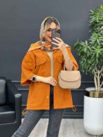 مانتو لینن پایین گت سر جیب دکمه کد 4469 - تصویر 2