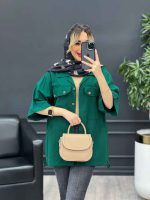 مانتو لینن پایین گت سر جیب دکمه کد 4469 - تصویر 18